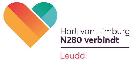 Logo N280 verbindt Leudal met de tekst Hart van Limburg N280 verbindt Leudal. Verwijst naar de homepage.